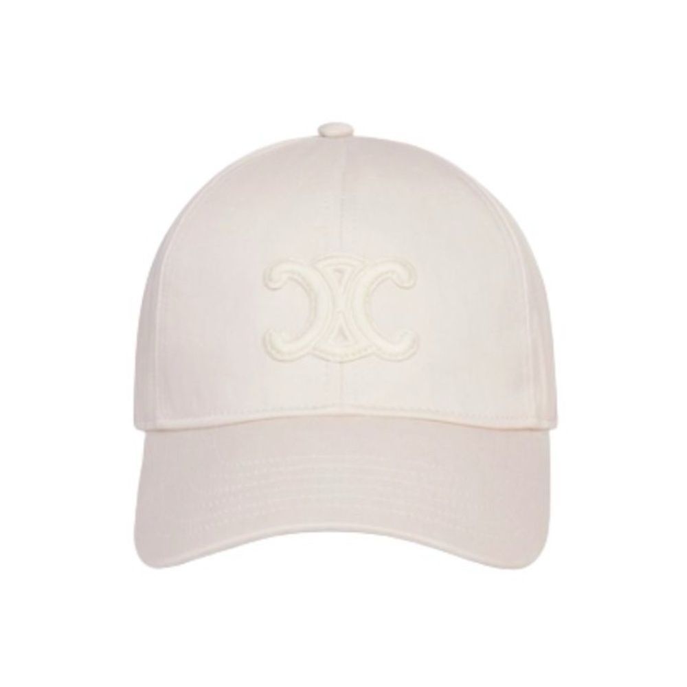 Rare Celine Triomphe Baseball Cap Hat White M- Free Gift With Purchase